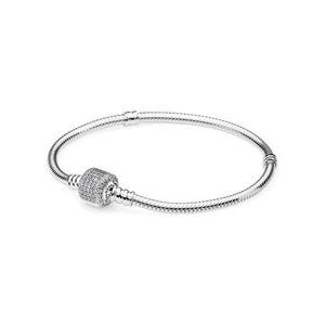 Pandora charm bracelet with pave barrel clasp 7"